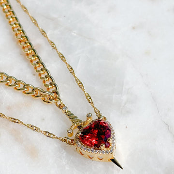 2Pcs Sword Heart Creative Couple Necklace for Women Men.