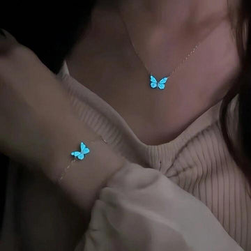 Luminous Butterfly Necklace Glowing Night Fluorescence Vintage Glow In The Dark Pendant